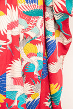 Load image into Gallery viewer, 1940s Silk Kimono Colorful Crane Printed Long Japanese Robe