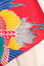 Load image into Gallery viewer, 1940s Silk Kimono Colorful Crane Printed Long Japanese Robe