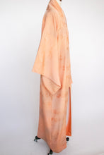 Load image into Gallery viewer, 1950s Kimono Japanese Robe Silk Crepe Peach Jacquard