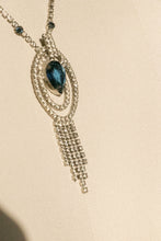 Load image into Gallery viewer, 1950s Rhinestone Necklace Prong Set Blue Iridescent Costume Jewelry