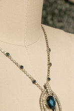 Load image into Gallery viewer, 1950s Rhinestone Necklace Prong Set Blue Iridescent Costume Jewelry