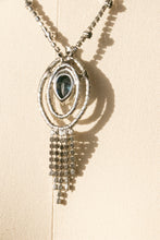 Load image into Gallery viewer, 1950s Rhinestone Necklace Prong Set Blue Iridescent Costume Jewelry