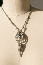 Load image into Gallery viewer, 1950s Rhinestone Necklace Prong Set Blue Iridescent Costume Jewelry