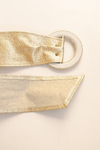 Load image into Gallery viewer, 1960s Belt Metallic Gold Vinyl Faux Leather Cinch Waist 1950s