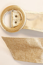 Load image into Gallery viewer, 1960s Belt Metallic Gold Vinyl Faux Leather Cinch Waist 1950s