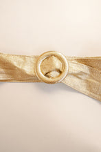 Load image into Gallery viewer, 1960s Belt Metallic Gold Vinyl Faux Leather Cinch Waist 1950s