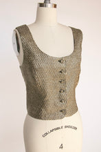 Load image into Gallery viewer, 1960s Vest Top Metallic Gold Lamé Fitted M