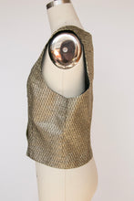 Load image into Gallery viewer, 1960s Vest Top Metallic Gold Lamé Fitted M