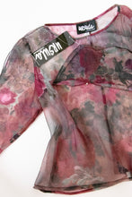 Load image into Gallery viewer, 1990s Blouse Sheer Organza Deadstock Floral Top L