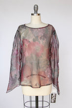 Load image into Gallery viewer, 1990s Blouse Sheer Organza Deadstock Floral Top L