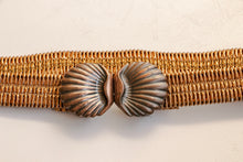 Load image into Gallery viewer, 1980s Belt Metallic Vinyl Shell Cinch Waist S