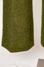 Load image into Gallery viewer, 1960s Pants Wool Tweed Moss Green High Waist Mod Cigarette Leg XS