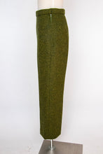 Load image into Gallery viewer, 1960s Pants Wool Tweed Moss Green High Waist Mod Cigarette Leg XS