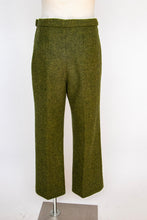 Load image into Gallery viewer, 1960s Pants Wool Tweed Moss Green High Waist Mod Cigarette Leg XS