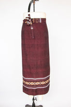 Load image into Gallery viewer, 1970s Wrap Maxi Skirt Woven Cotton Hippie Boho M