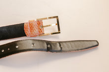 Load image into Gallery viewer, 1980s Belt Snakeskin Leather Waist Cinch Pink Stitch M/S