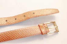Load image into Gallery viewer, 1980s Belt Snakeskin Leather Waist Cinch Pink Stitch M/S