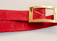 Load image into Gallery viewer, 1980s Belt Red Suede Leather Cinch Waist S