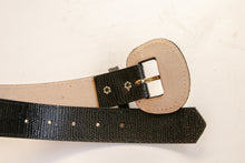 Load image into Gallery viewer, 1960s Belt Thick Black Leather Waist Cinch M