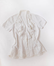 Load image into Gallery viewer, Antique White Cotton Blouse Edwardian 1910s Lace Ruffle M