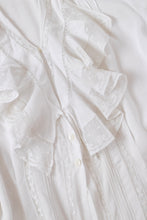 Load image into Gallery viewer, Antique White Cotton Blouse Edwardian 1910s Lace Ruffle M