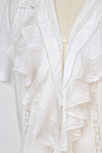 Load image into Gallery viewer, Antique White Cotton Blouse Edwardian 1910s Lace Ruffle M