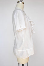 Load image into Gallery viewer, Antique White Cotton Blouse Edwardian 1910s Lace Ruffle M