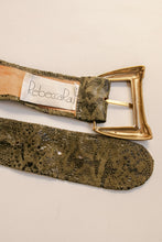 Load image into Gallery viewer, 1980s Belt Green Textured Leather Cinch Waist S Rebecca Ray