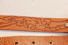 Load image into Gallery viewer, 1970s Western Belt Tooled Leather Silver Buckle S