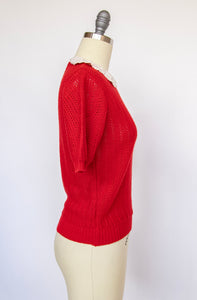 1970s Knit Top Colored Blouse S