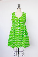 Load image into Gallery viewer, 1960s Shirt Dress Polka Dot Green S/M