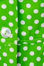 Load image into Gallery viewer, 1960s Shirt Dress Polka Dot Green S/M