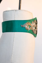 Load image into Gallery viewer, 1980s Beaded Belt Teal Waist Cinch M