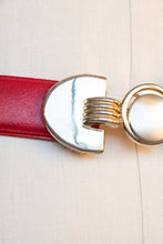 Load image into Gallery viewer, 1980s Belt Red Suede Leather Cinch Waist M