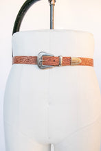 Load image into Gallery viewer, 1970s Western Belt Tooled Leather Silver Buckle S