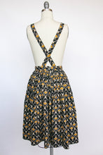 Load image into Gallery viewer, 1950s Pinafore Full Skirt  Cotton Lace Novelty Folk Print XS / S