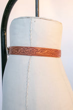 Load image into Gallery viewer, 1970s Western Belt Tooled Leather Silver Buckle S
