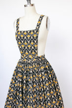 Load image into Gallery viewer, 1950s Pinafore Full Skirt  Cotton Lace Novelty Folk Print XS / S