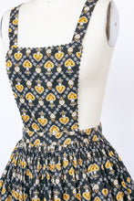 Load image into Gallery viewer, 1950s Pinafore Full Skirt  Cotton Lace Novelty Folk Print XS / S