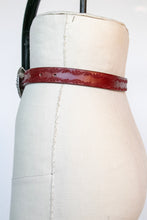 Load image into Gallery viewer, 1990s Belt Red Leather Engraved Jewel Buckle Western M