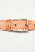 Load image into Gallery viewer, 1980s Belt Snakeskin Leather Waist Cinch Pink Stitch M/S