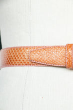 Load image into Gallery viewer, 1980s Belt Snakeskin Leather Waist Cinch Pink Stitch M/S