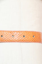 Load image into Gallery viewer, 1980s Belt Snakeskin Leather Waist Cinch Pink Stitch M/S