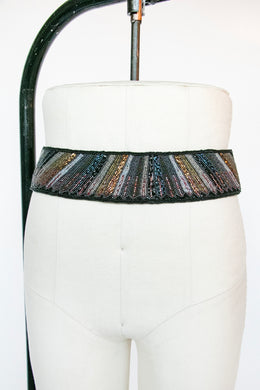 1980s Hand Beaded Belt Rope Tie Waist Cinch