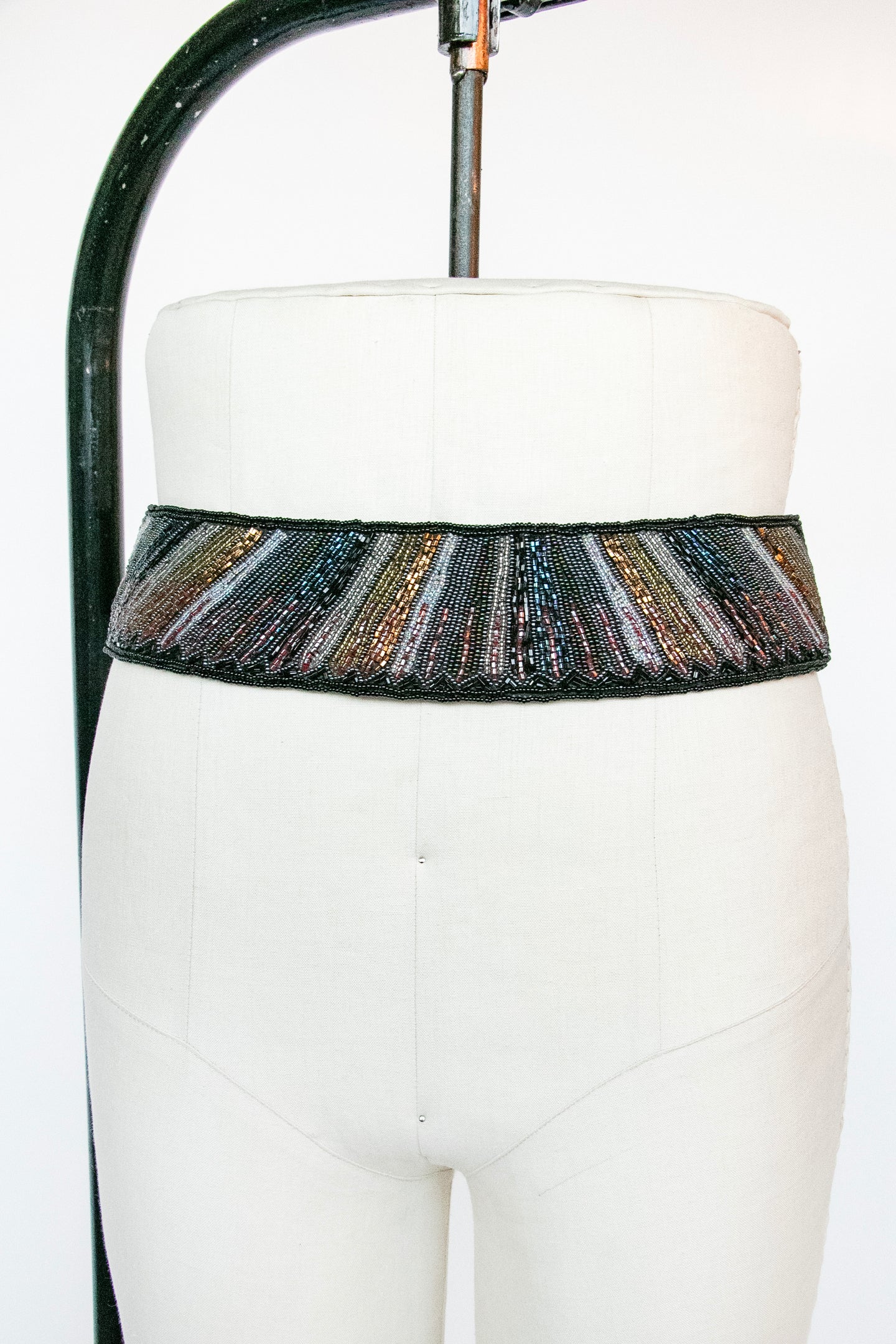 1980s Hand Beaded Belt Rope Tie Waist Cinch