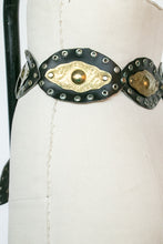 Load image into Gallery viewer, 1980s Belt Leather Studded Metal Medallions Waist Cinch