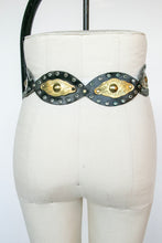 Load image into Gallery viewer, 1980s Belt Leather Studded Metal Medallions Waist Cinch
