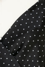 Load image into Gallery viewer, 1970s Midi Full Skirt Dress Black Stars Rayon Satin M