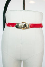 Load image into Gallery viewer, 1960s Belt Red Vinyl Gold Buckle Waist Cinch M/L