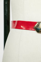 Load image into Gallery viewer, 1960s Belt Red Vinyl Gold Buckle Waist Cinch M/L